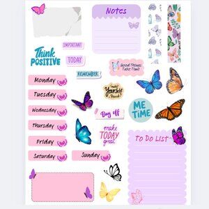 Handmade Butterfly Themed Planner Stickers, journal, Calendar, organize, weekly